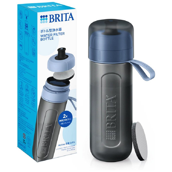 [BRITA]ブリタ ボトル型浄水器 アクティブ ダークブルー 容量600ml(浄水フィルター付き 持ち運び 便利 透明 水)