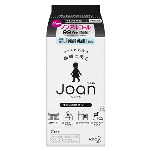 [花王]クイックル Joan(ジョアン) 除菌シート ノンアルコール 無香料 ウェットティッシュ 日本製 詰め替え 70枚入