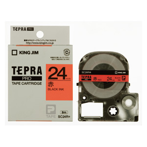 「テプラ」ＰＲＯ ＳＲシリーズ専用テープカートリッジ [SC24R] 1巻8ｍ カラーラベル［パステル］８ｍ 本体色：赤ラベル 黒文字（ラベ