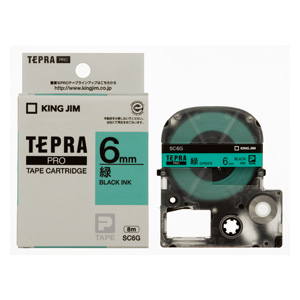 「テプラ」ＰＲＯ ＳＲシリーズ専用テープカートリッジ [SC6G] 1巻8ｍ カラーラベル［パステル］８ｍ 本体色：緑ラベル 黒文字（ラベル