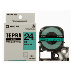 「テプラ」ＰＲＯ ＳＲシリーズ専用テープカートリッジ [SC24G] 1巻8ｍ カラーラベル［パステル］８ｍ 本体色：緑ラベル 黒文字（ラベ