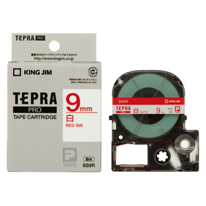 「テプラ」ＰＲＯ ＳＲシリーズ専用テープカートリッジ [SS9R] 1巻8ｍ 白ラベル ８ｍ 本体色：白ラベル 赤文字（ラベルライター/ラベ