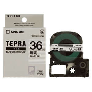 「テプラ」ＰＲＯ ＳＲシリーズ専用テープカートリッジ [ST36K] 1巻8ｍ 透明ラベル ８ｍ 本体色：透明ラベル 黒文字（ラベルライター/