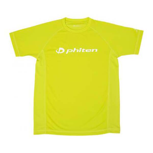 ファイテン PHITEN ユニセックス RAKUシャツSPORTS 半袖 ロゴ入り Tシャツ ライム×ロゴ白 XOサイズ 吸汗 速乾 メッシュ JG357007