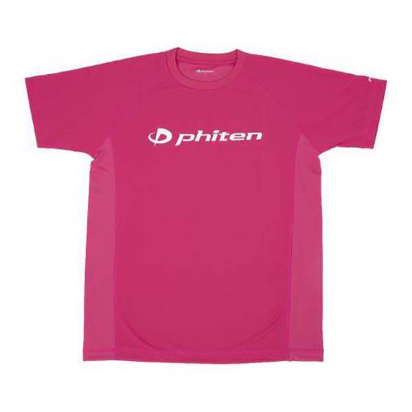 ファイテン PHITEN ユニセックス RAKUシャツSPORTS 半袖 ロゴ入り Tシャツ ピンク×ロゴ白 Lサイズ 吸汗 速乾 メッシュ JG358005