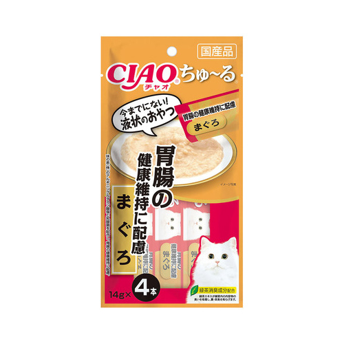 [CIAO ちゅ〜る]胃腸の健康維持に配慮 まぐろ 14g×4本SC-165(猫用フード おやつ チュール ペースト 国産品)